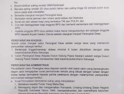 Pemdes Pamboborang Buka Pendaftaran Calon Perangkat Desa