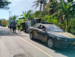 Polres Majene Sigap Tangani Laka Tunggal Truck Terguling
