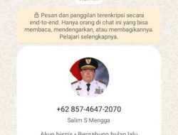 Waspada! Akun Palsu Wagub Sulbar Menawarkan Bantuan Fiktif di WhatsApp