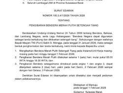 Pemprov Sulbar Instruksikan Pengibaran Bendera Setengah Tiang Sebagai Tanda Berkabung