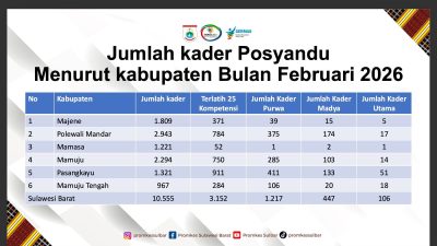 10.555 Kader Posyandu Jadi Garda Terdepan Pelayanan Terpadu Bagi Warga Sulbar